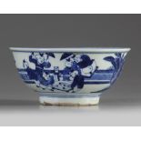 A Chinese blue and white 'boys' bowl