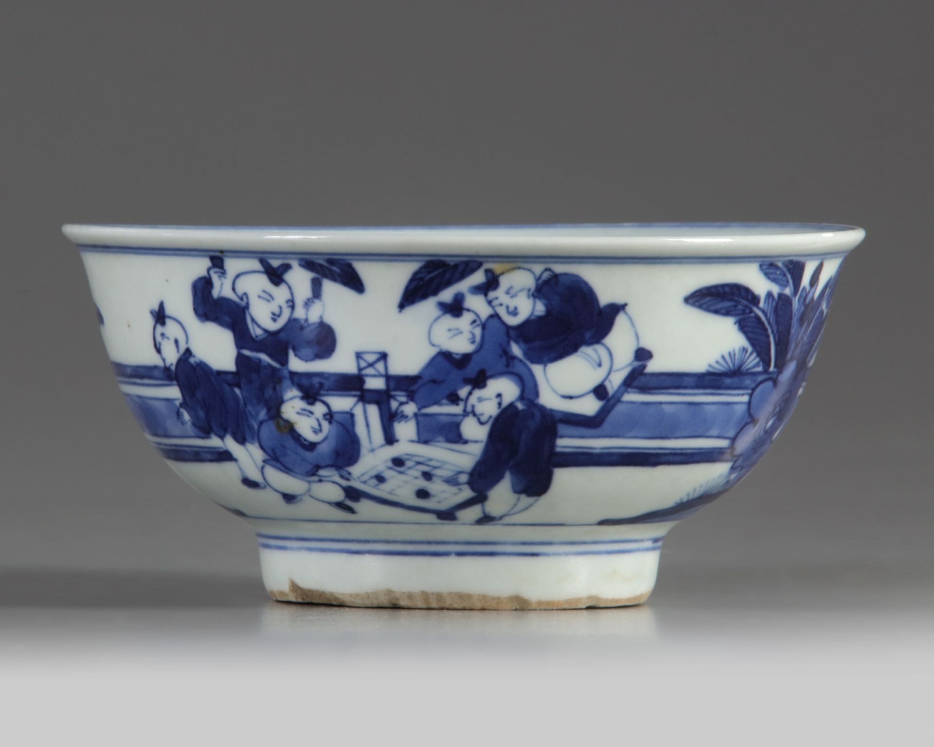 A Chinese blue and white 'boys' bowl