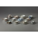 A group of twelve Chinese cups and saucers