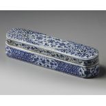 A Chinese Islamic-market blue and white pen box and cover