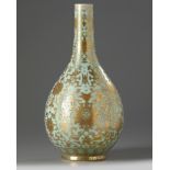 A Chinese celadon-ground gilt-decorated bottle vase