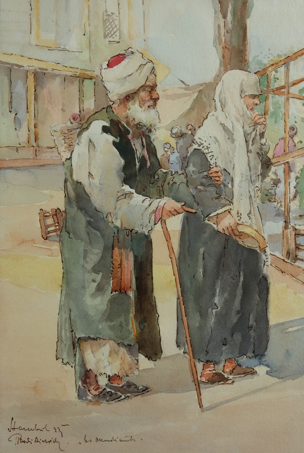 A painting depicting two beggars