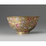 A Chinese gilt-ground famille rose bowl