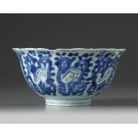 A Chinese blue and white 'Kraak porselein' 'deer' bowl