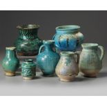 A group of seven Islamic turquoise glazed objects