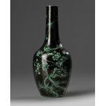 A small Chinese famille noir 'bird' vase