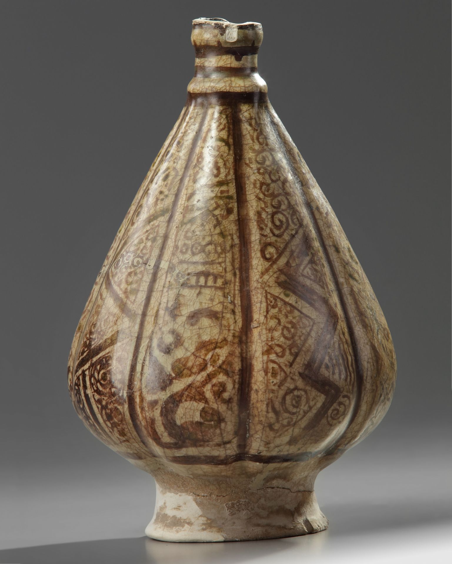 An Islamic Kashan pottery lobed vase - Image 3 of 5