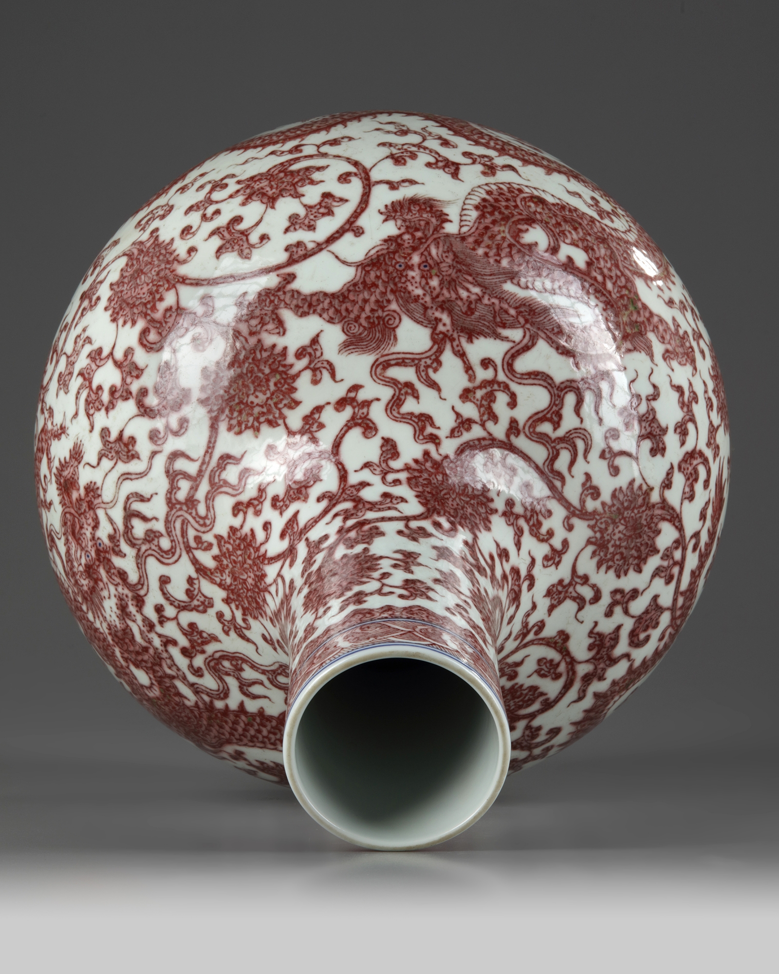 A Chinese underglaze copper-red-decorated 'dragon' vase - Image 4 of 5