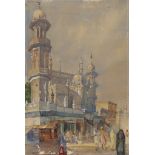 A painting depicting a mosque in Cairo