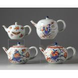 A group of four Chinese famille verte teapots