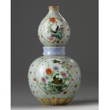 A Chinese famille rose double gourd vase