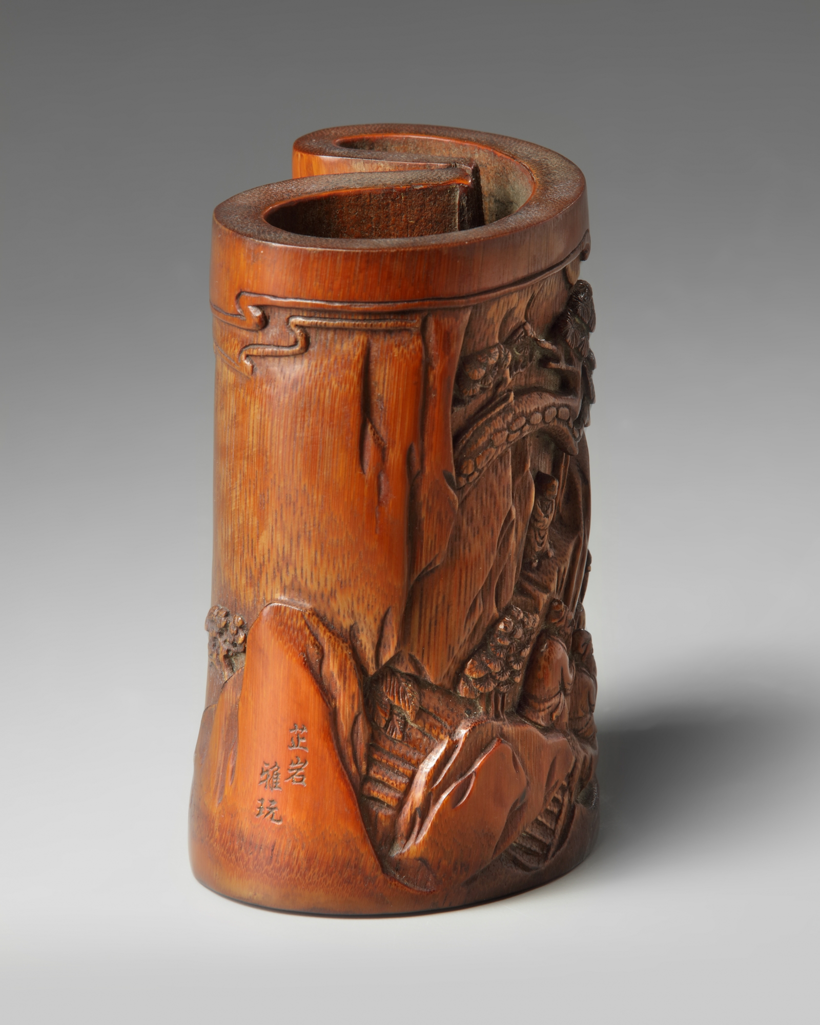 A Chinese carved bamboo brush pot, bitong - Image 2 of 5