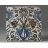 An Iznik Damascus pottery tile