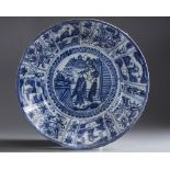 A large Chinese blue and white 'Kraak porselein' charger