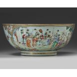 A large Chinese famille rose 'ladies' punch bowl