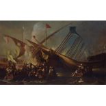 A painting depicting the Battle of Lepanto. The Holy Leage against the Ottoman Fleet