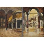 Two paintings representing the inside of the Saint Sophia Basilica