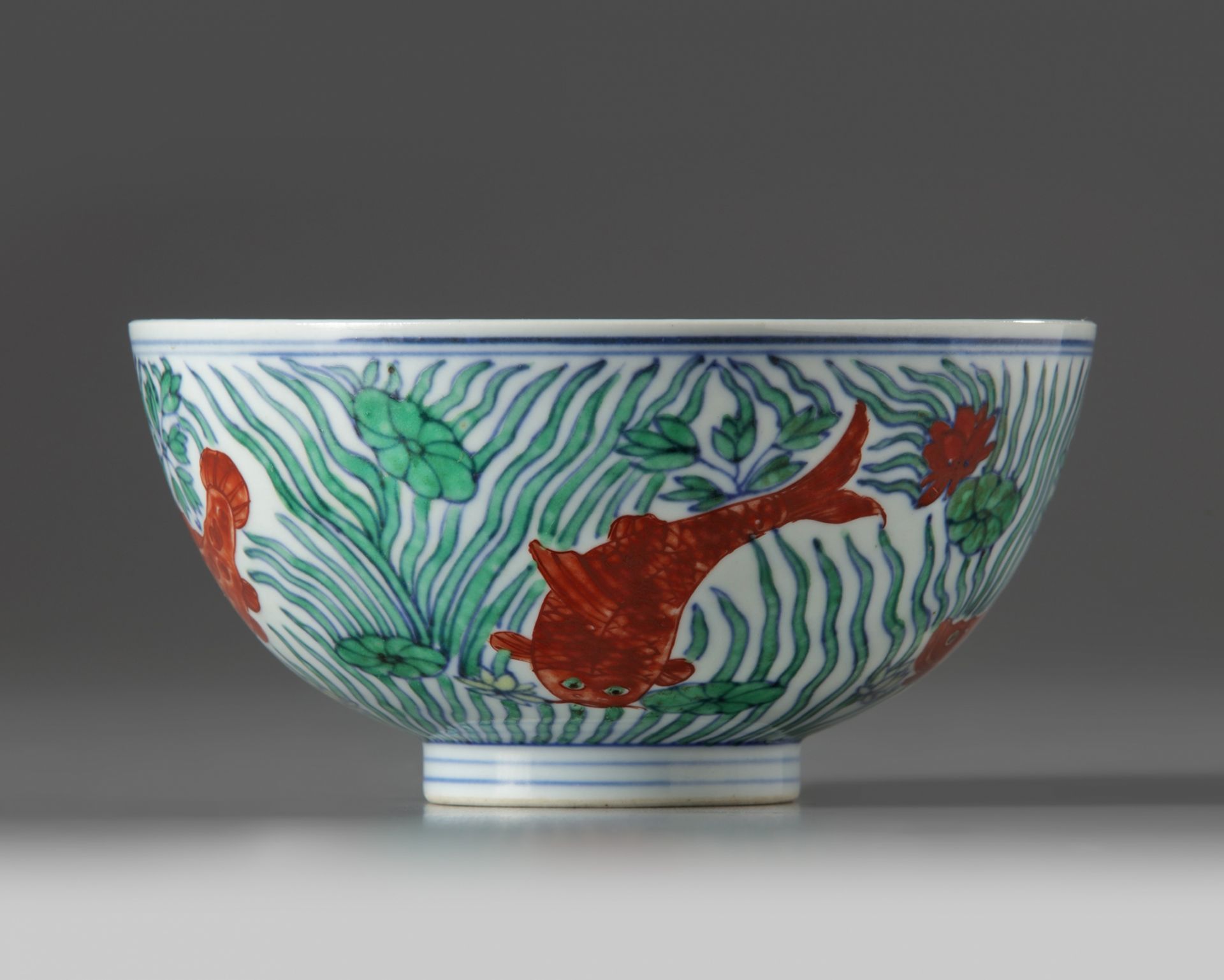 A Chinese doucai 'fish' bowl