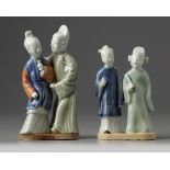 Two Chinese export blue and white figural groups