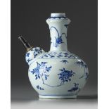 A silver-mounted Chinese blue and white ‘floral’ kendi