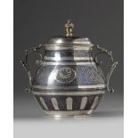 An Ottoman niello silver-gilt vessel and cover, sugar pot.