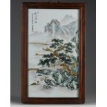 A Chinese famille rose 'landscape' porcelain plaque