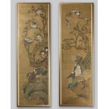 A pair of Chinese silk painting with various birds
