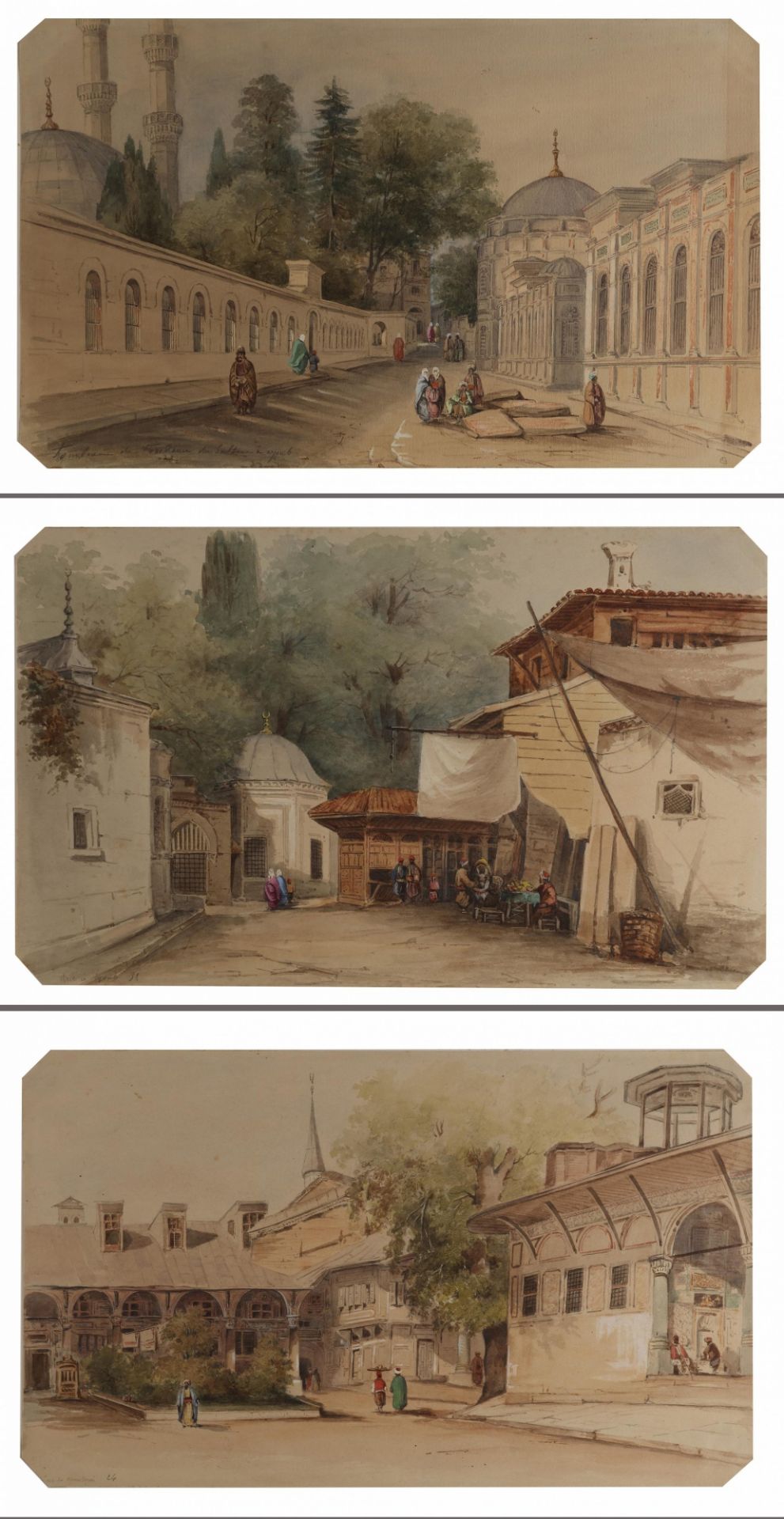 Three watercolour paintings