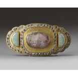 An Ottoman silver-gilt and gemset jade belt buckle