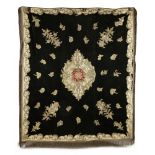 An Ottoman black embroidered bed curtain