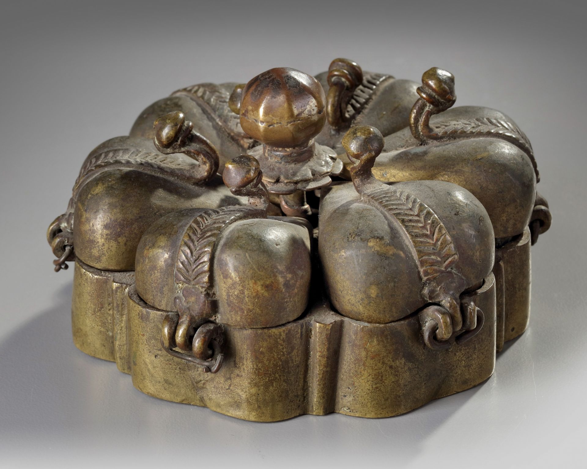 An Indian bronze box Kumkum