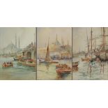 Three paintings depicting various views near Istanbul