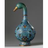 A Chinese cloisonné enamel duck-head bottle vase