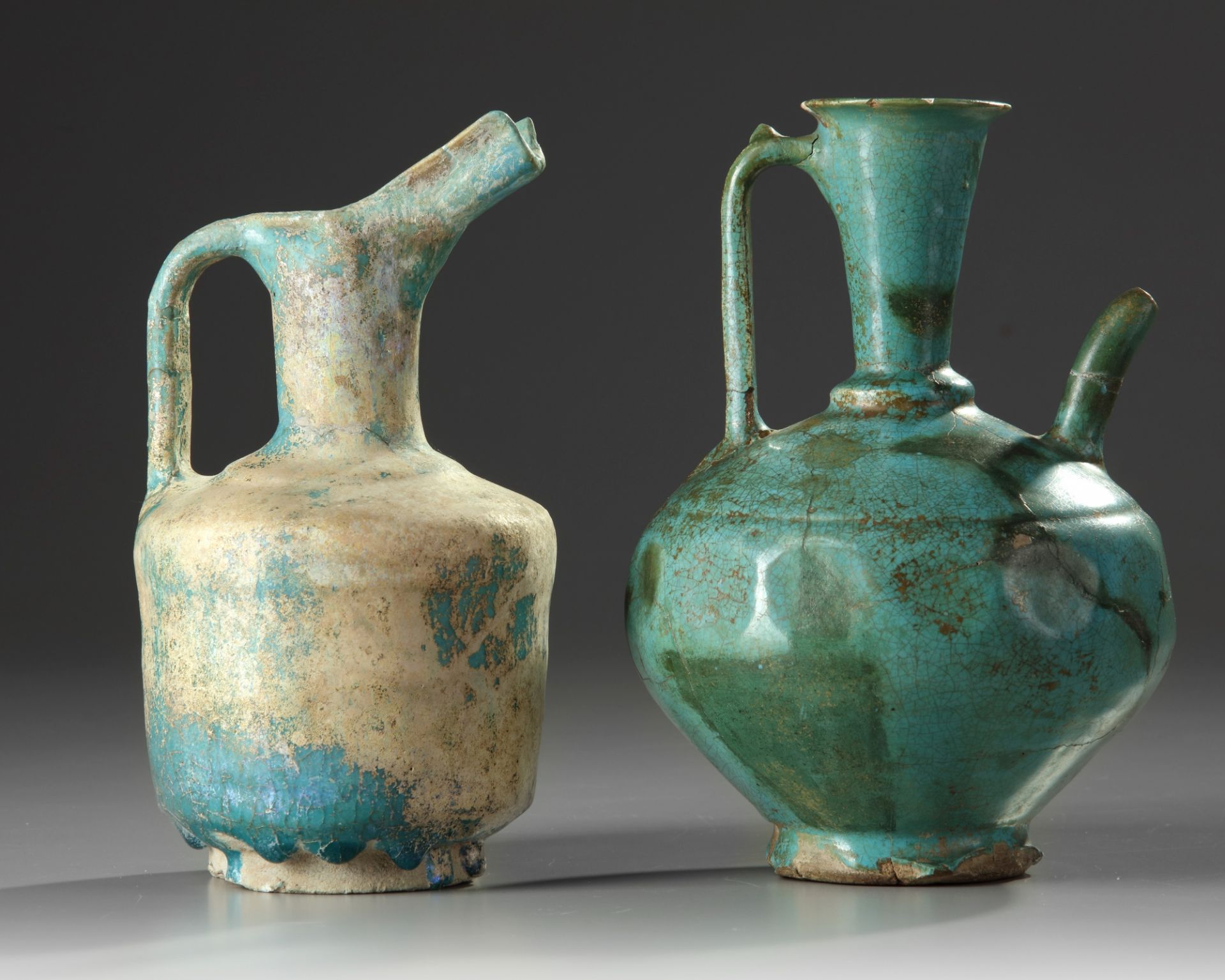 Two Islamic turquoise glazed jugs - Image 2 of 2