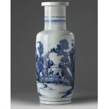 A Chinese blue and white rouleau vase