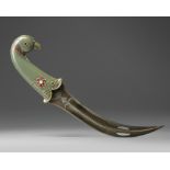 A Mughal celadon jade dagger