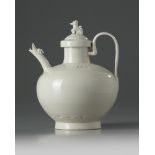 A Chinese white glazed ewer