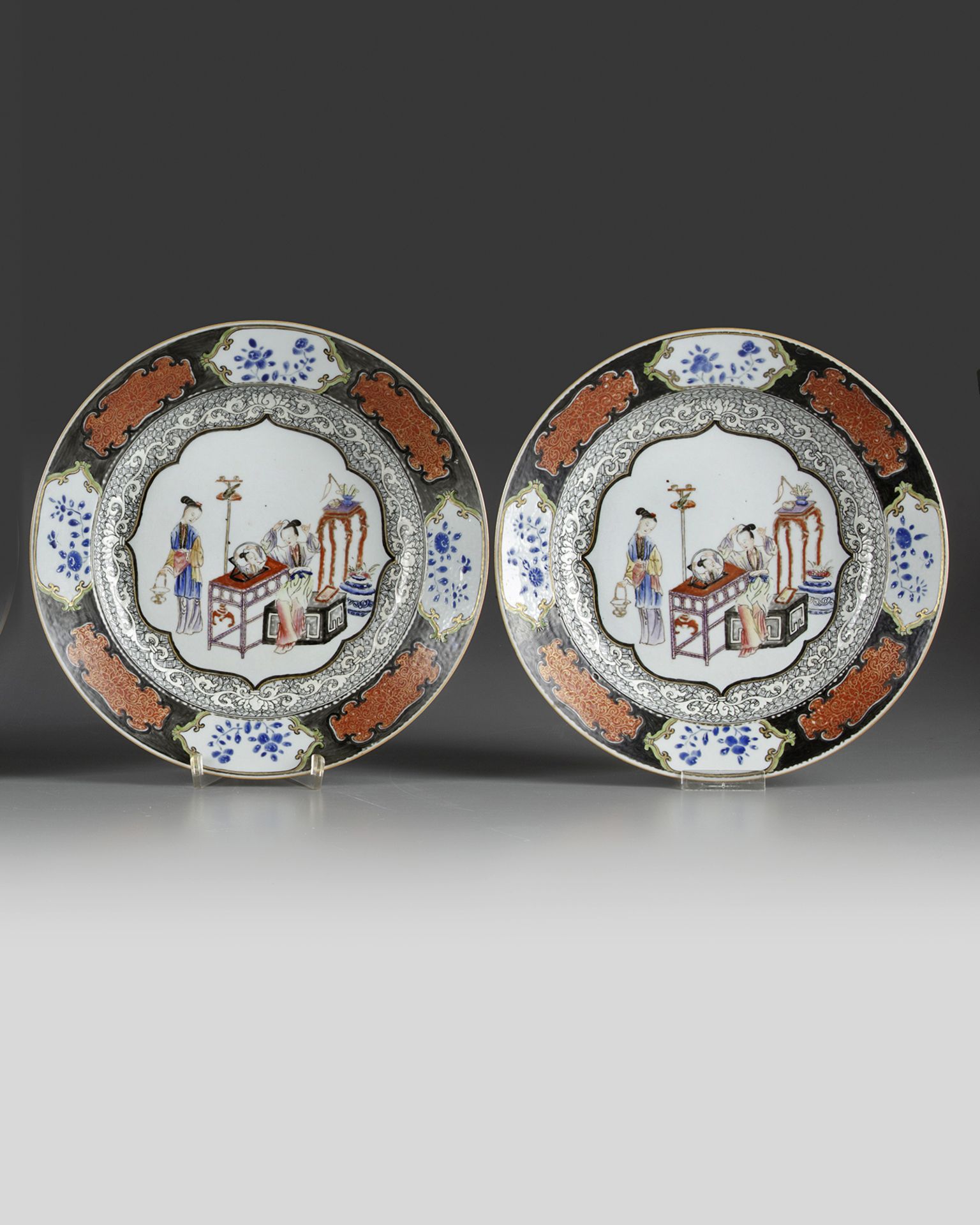 Two Chinese famille rose 'ladies' dishes
