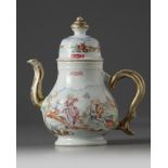 A Chinese famille rose 'European-subject' coffee pot