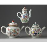 Three Chinese famille rose teapots