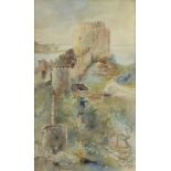 An orientalist painting depicting Halil Pasha tower, Rumeli Hisar, Constantinople