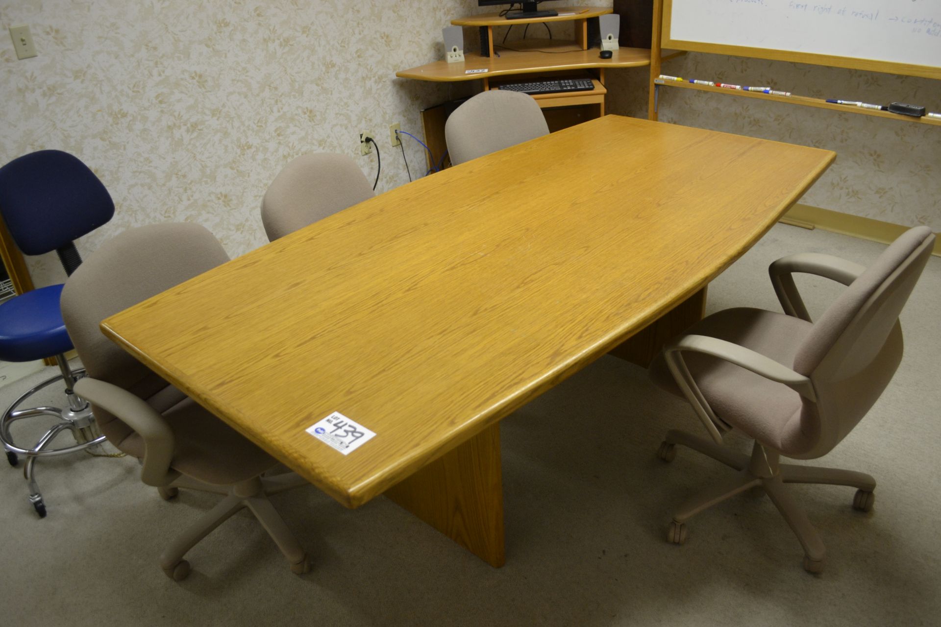 7' X 42" X 29" Tall Conference Table and (7) chairs