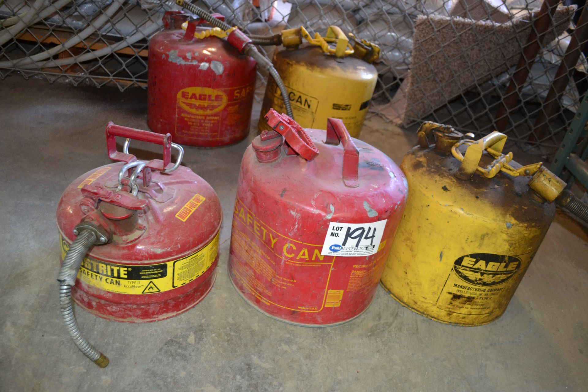 Set of 5 Assorted Metal Gas Cans