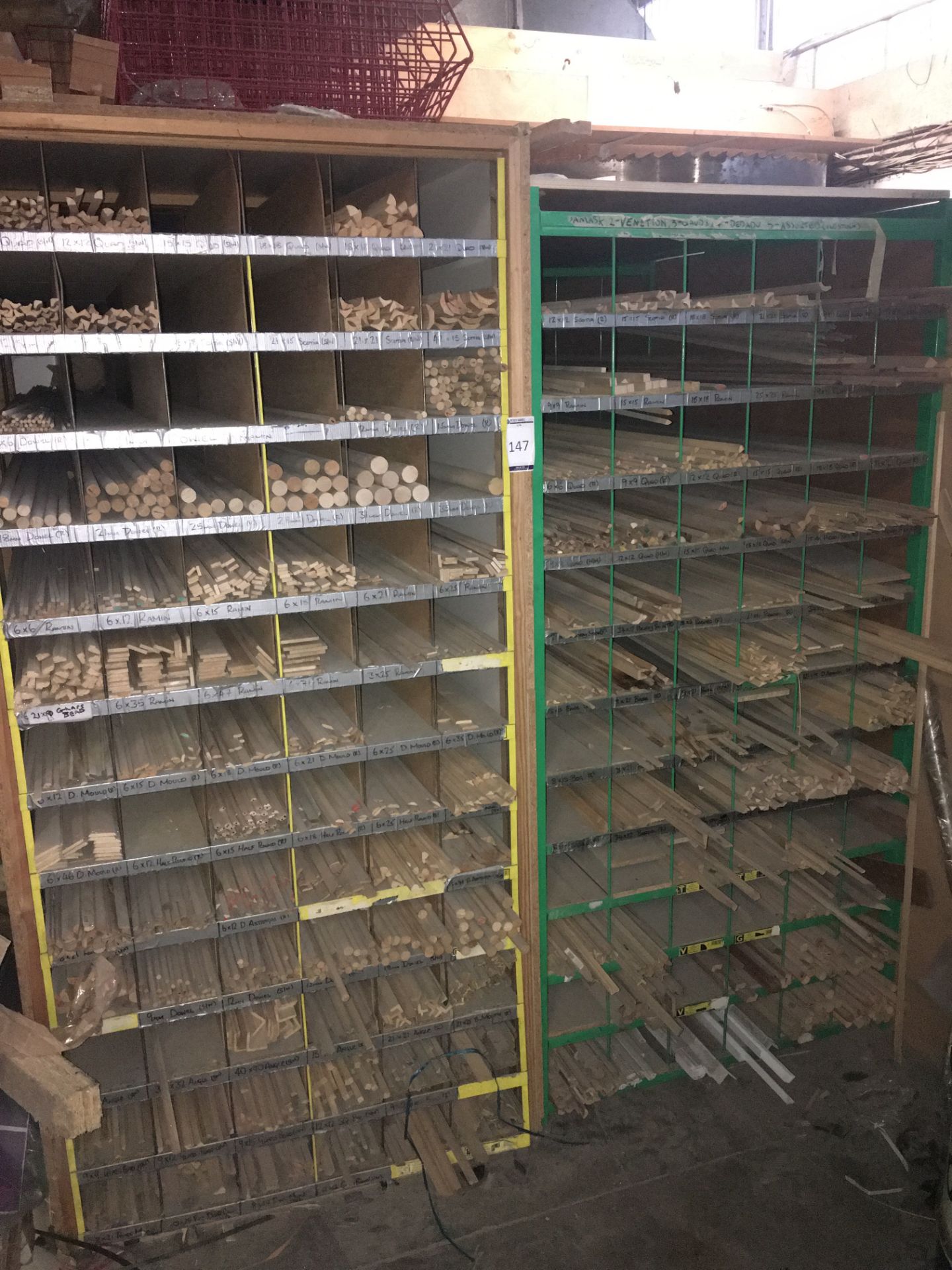 Various Wood Mouldings within Racking (located at Tooting, viewing Tuesday 23rd, collection