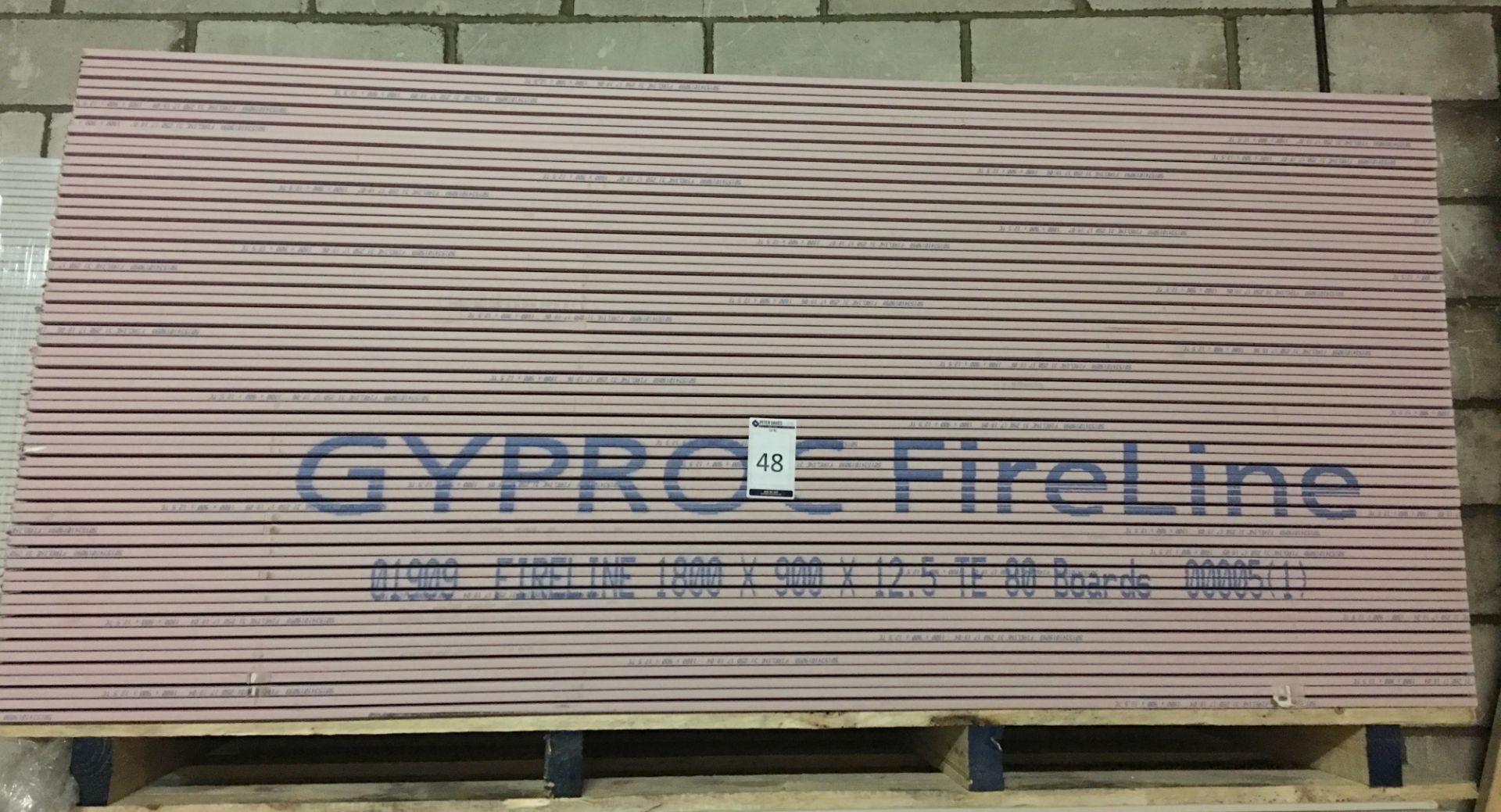 62 Sheets of GYPROC Fireline TE Boards, 1800 x 900 x 12.5 (located at Tooting, viewing Tuesday 23rd,