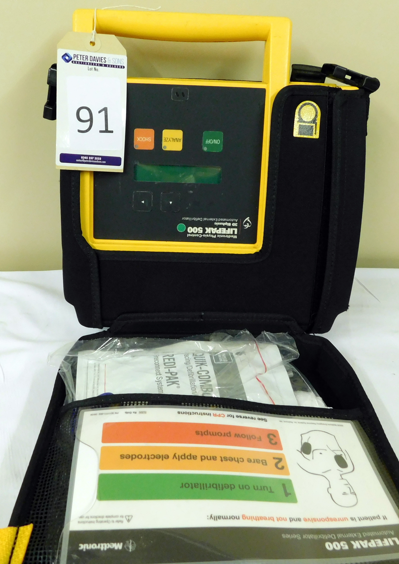 Medtronic Lifepak 500 Defibrillator, Serial Number: 11795435, Asset Number: 1005001307