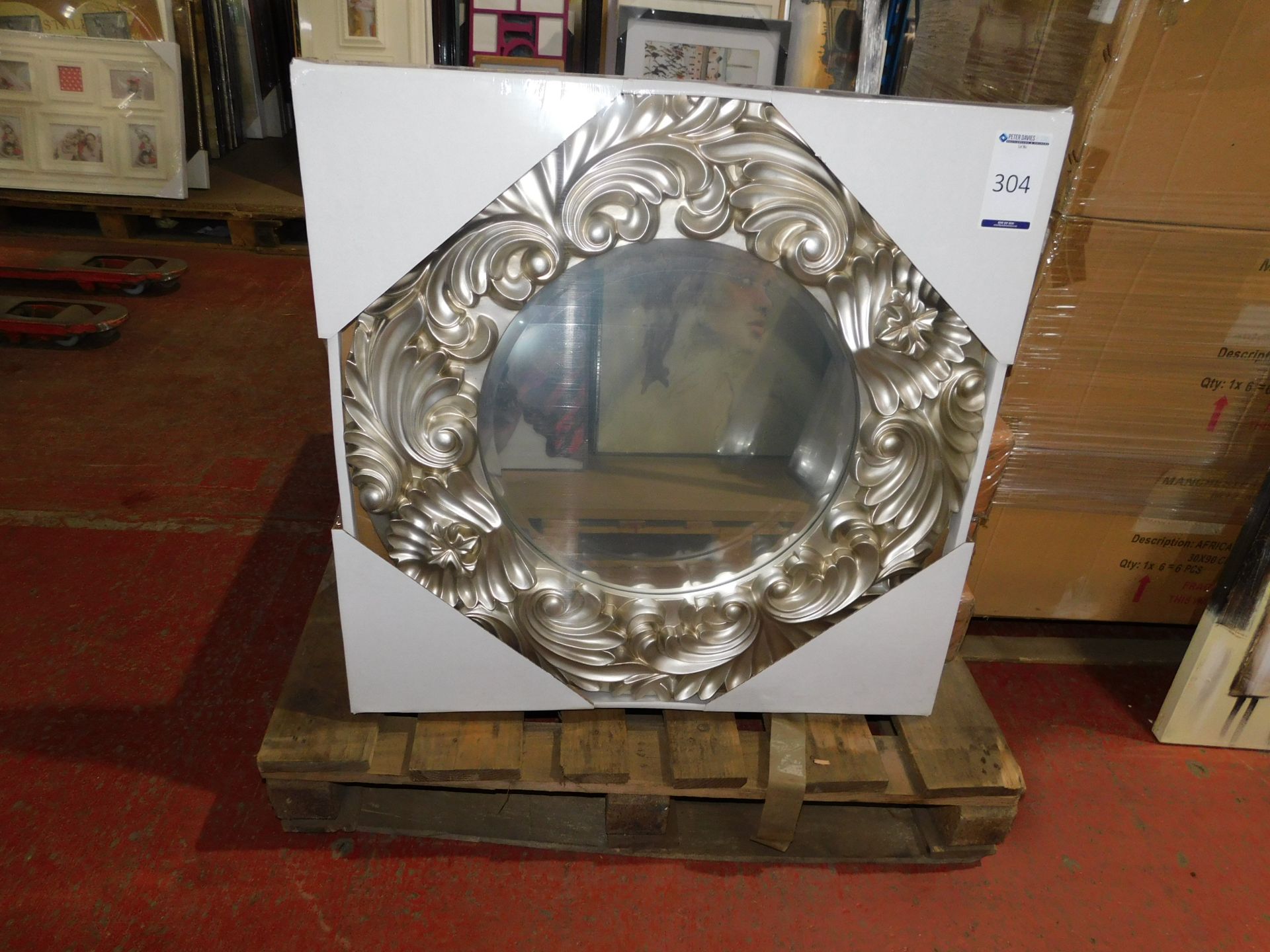 6 Silver Round Ornate Mirrors (Collection – Friday 25th, Tuesday 29th or Wednesday 30th May – By
