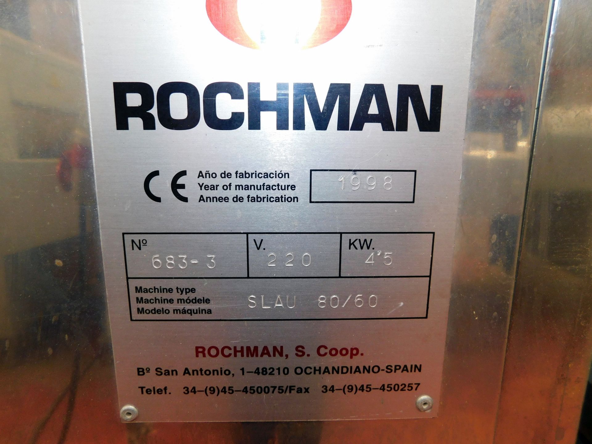 Rochman TR65/100 H220 Sealing Machine, Serial Number 0510104 (2004) With SLAU 80/60 Feed Bed, Serial - Image 7 of 8