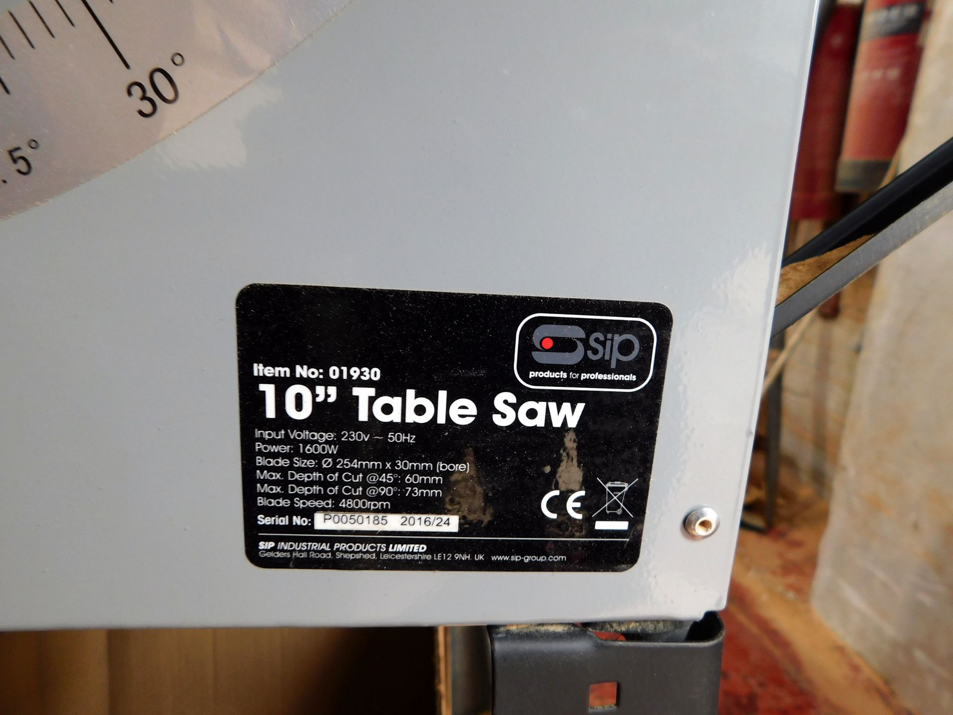 SIP 10” Table Saw, 240v, (2016) (Collection – Friday 25th, Tuesday 29th or Wednesday 30th May – By - Image 5 of 5