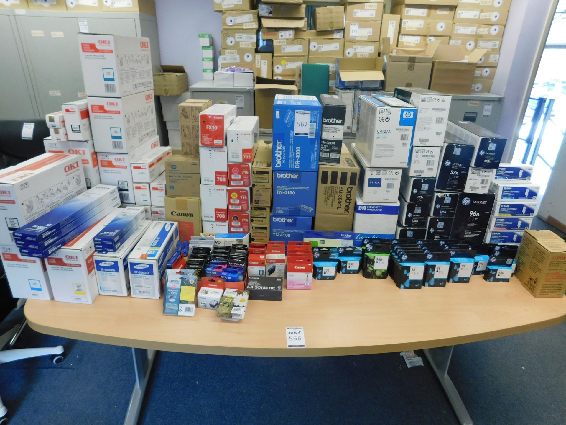 Various Quantity Of HP, Canon, Epson, OKI Toner (Excludes Table) (On Mezzanine) (Viewing 21st May,